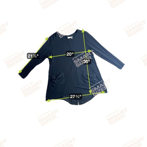 LOGO Lori Goldstein Black Long Sleeve Tunic Top Pockets Womens 1X Stretch Pocket - Picture 2 of 7